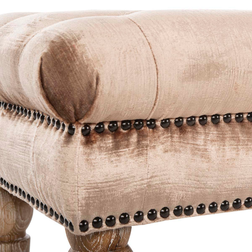 Safavieh Barney Tufted Bench - Brass Nail Heads - Champagne