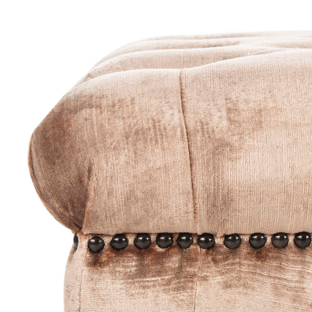 Safavieh Barney Tufted Bench - Brass Nail Heads - Champagne