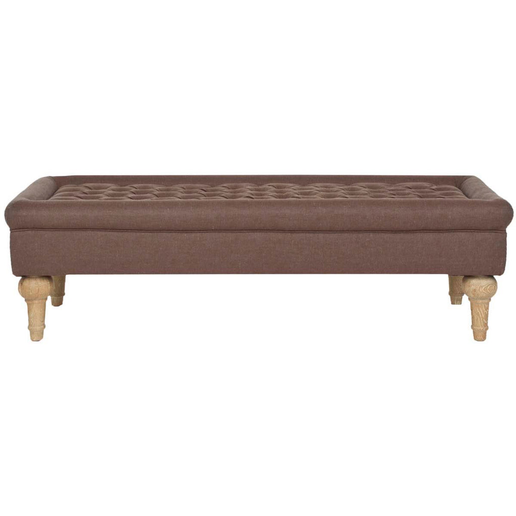 Safavieh Thadius Tufted Cocktail Ottoman - Brown/pickled Oak