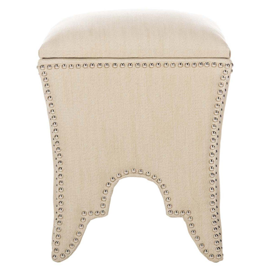 Safavieh Deidra Ottoman - Silver Nail Heads - Beige