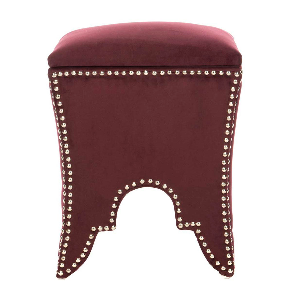 Safavieh Deidra Ottoman - Silver Nail Heads - Bordeaux