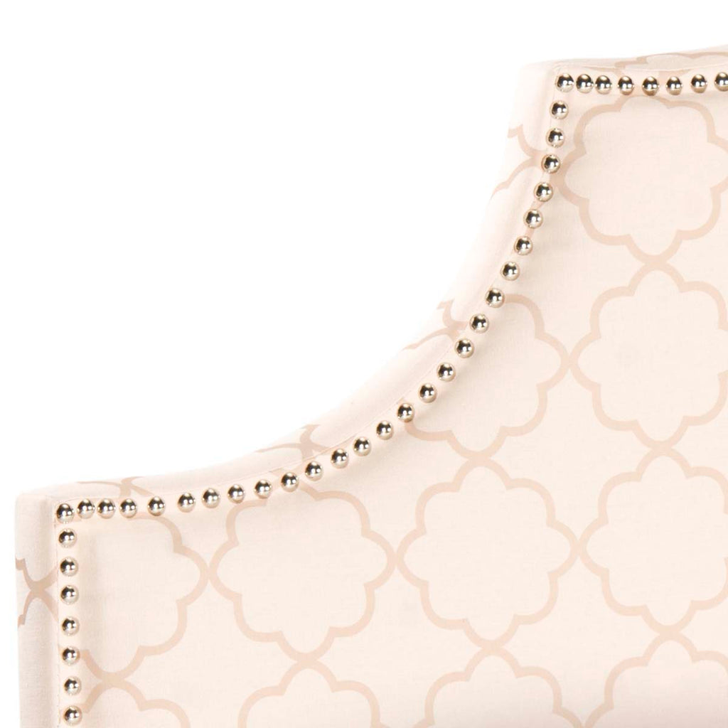 Safavieh Hallmar Pale Pink & Beige Headboard - Silver Nail Head - Pale Pink/Beige