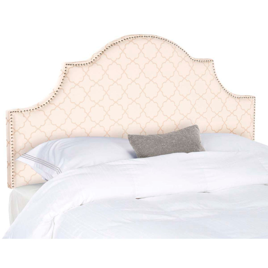 Safavieh Hallmar Pale Pink & Beige Headboard - Silver Nail Head - Pale Pink/Beige