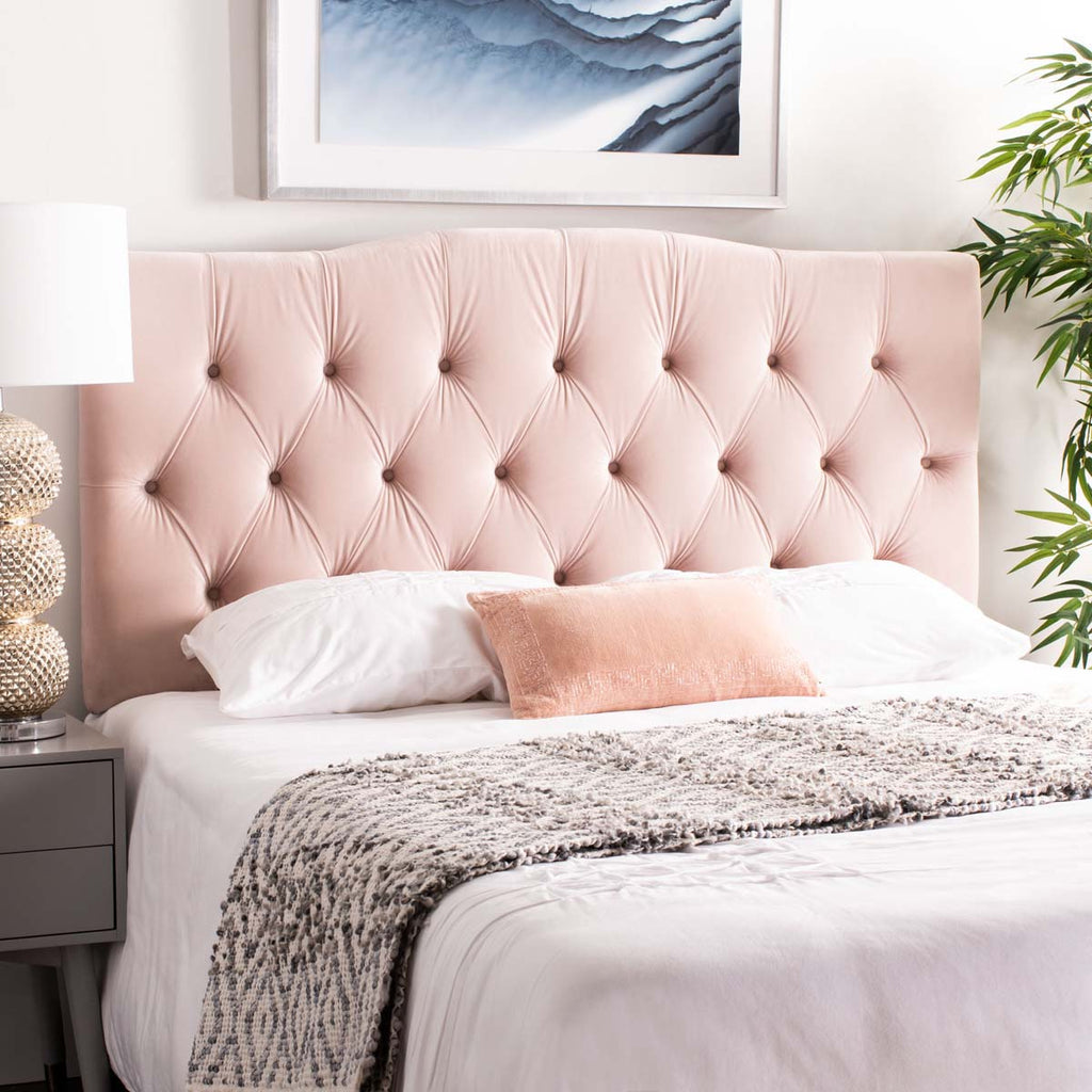 Safavieh Axel Hemp Linen Tufted Headboard  - Blush Pink