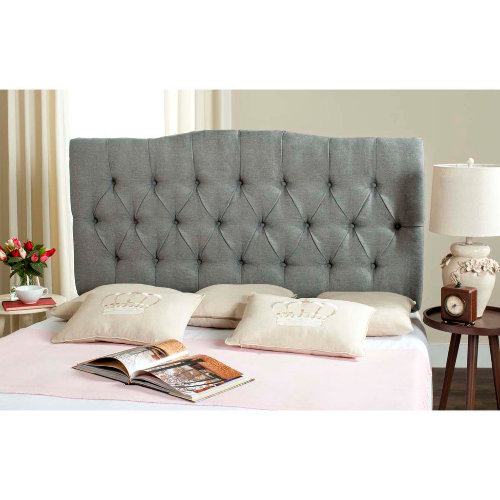 Safavieh Axel Grey Linen Tufted Headboard  - Grey