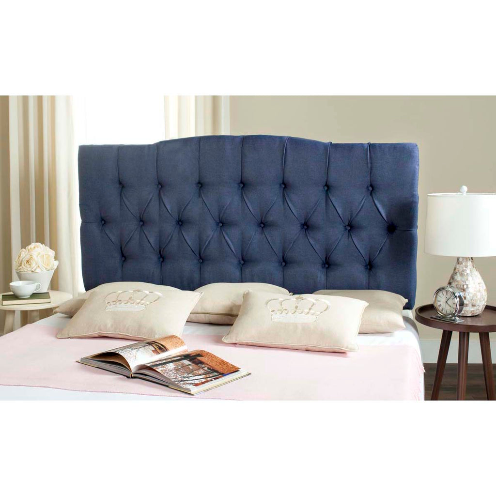 Safavieh Axel Navy Linen Tufted Headboard - Navy