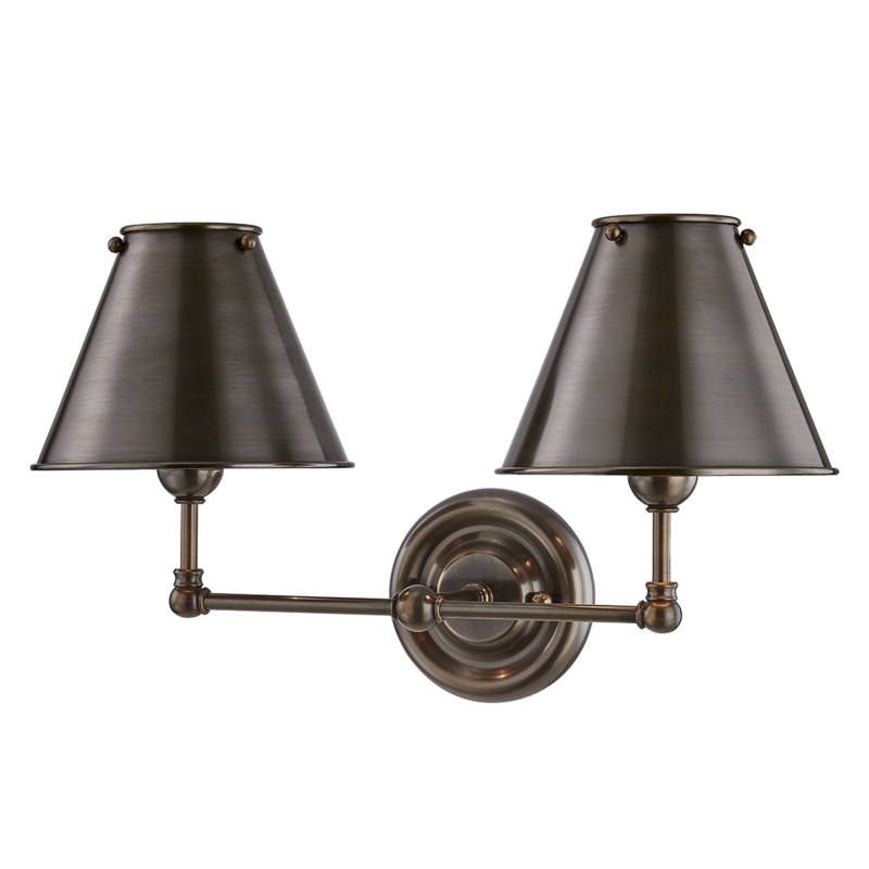 Hudson Valley Lighting 2 Light Wall Sconce W/ Metal Shade - Distressed Bronze