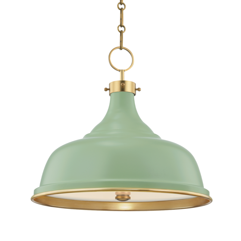 Hudson Valley Lighting 3 Light Pendant - Aged Brass/Leaf Green Combo