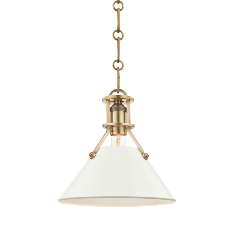 Hudson Valley Lighting 1 Light Small Pendant - Aged Brass/Off White