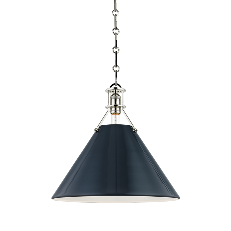 Hudson Valley Lighting 1 Light Large Pendant - Polished Nickel/Darkest Blue