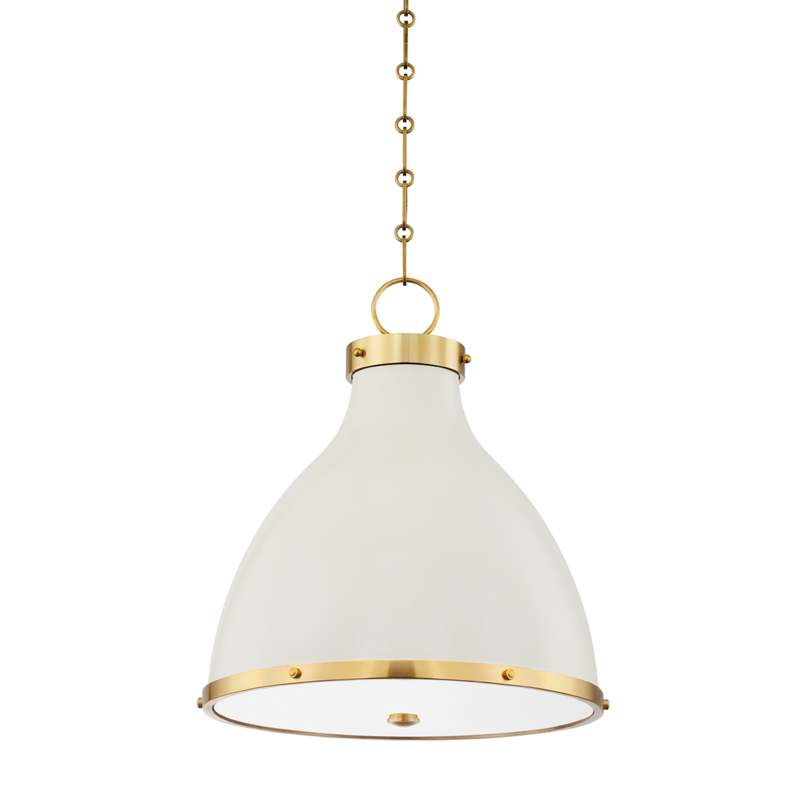 Hudson Valley Lighting 2 Light Small Pendant - Aged Brass/Off White