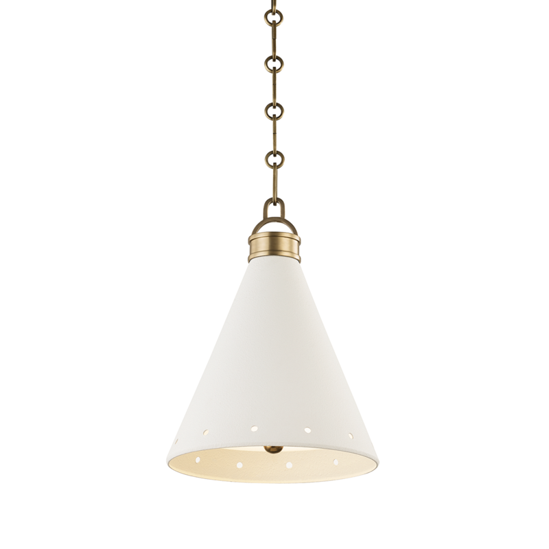 Hudson Valley Lighting 1 Light Small Pendant - Aged Brass/White Plaster