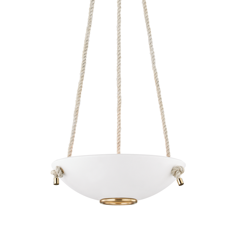 Hudson Valley Lighting 3 Light Small Pendant - Aged Brass/White Plaster