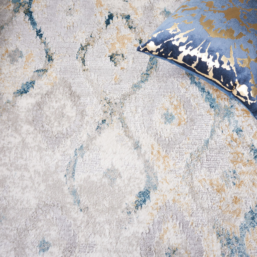 Safavieh Meadow Collection, MDW527F - Grey / Blue Gold