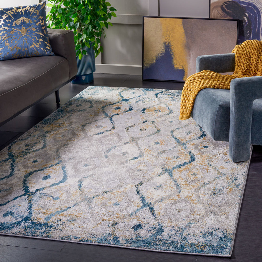 Safavieh Meadow Collection, MDW527F - Grey / Blue Gold