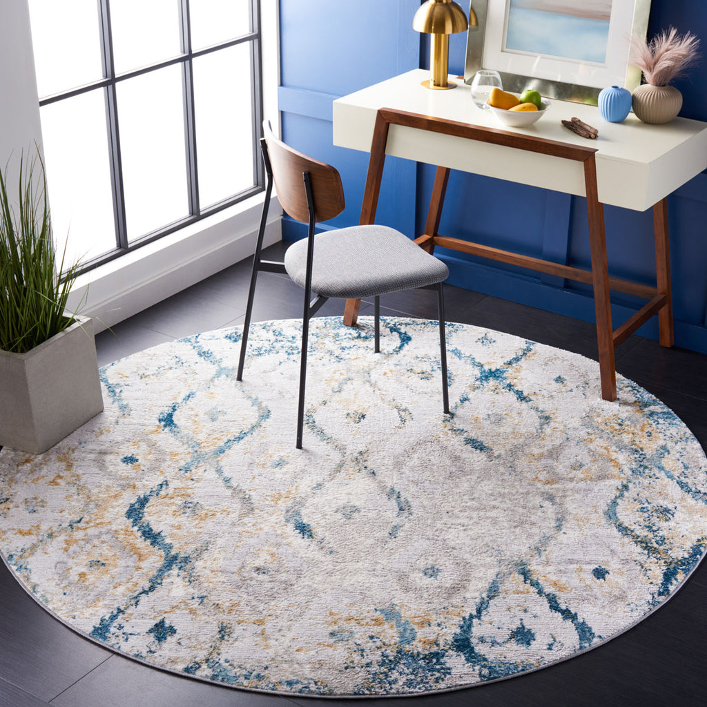 Safavieh Meadow Collection, MDW527F - Grey / Blue Gold