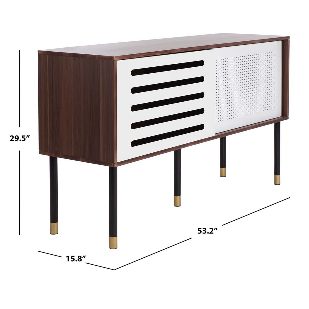 Safavieh Shiloh Tv Stand - White Iron/Walnut/Black/Gold