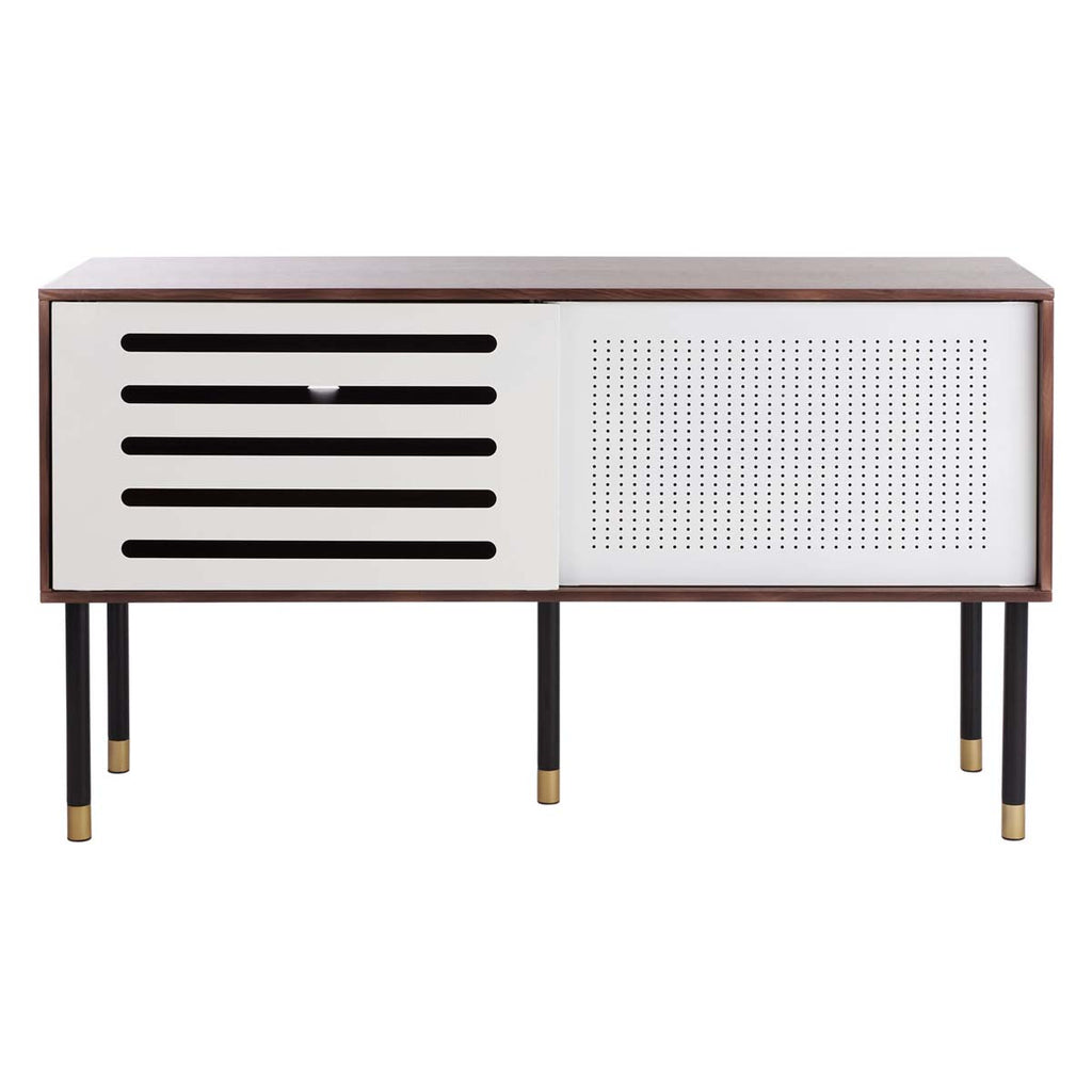 Safavieh Shiloh Tv Stand - White Iron/Walnut/Black/Gold