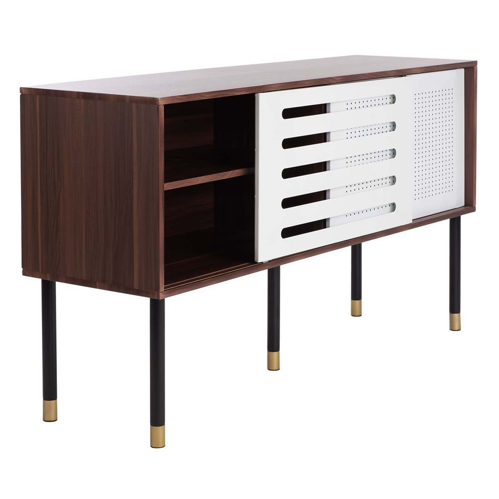 Safavieh Shiloh Tv Stand - White Iron/Walnut/Black/Gold