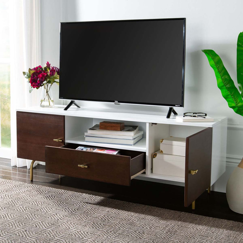 Safavieh Genevieve Tv Stand - Walnut / White