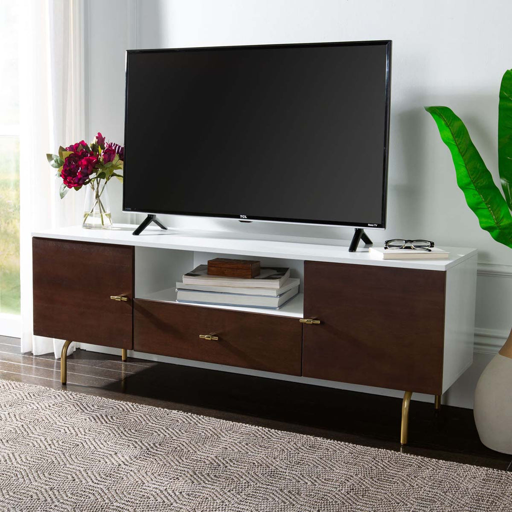 Safavieh Genevieve Tv Stand - Walnut / White