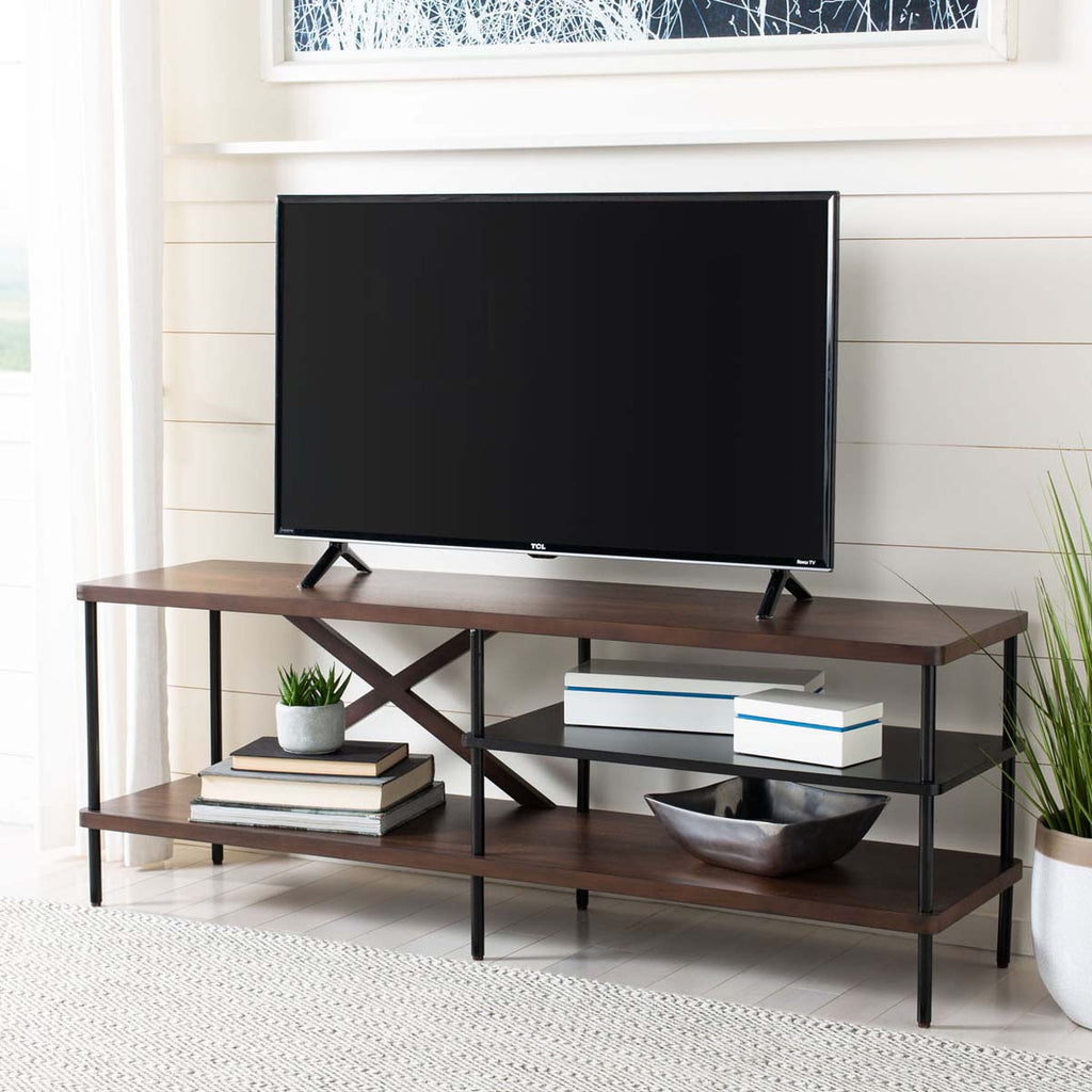 Safavieh Bruno Industrial Tv Stand - Walnut / Black