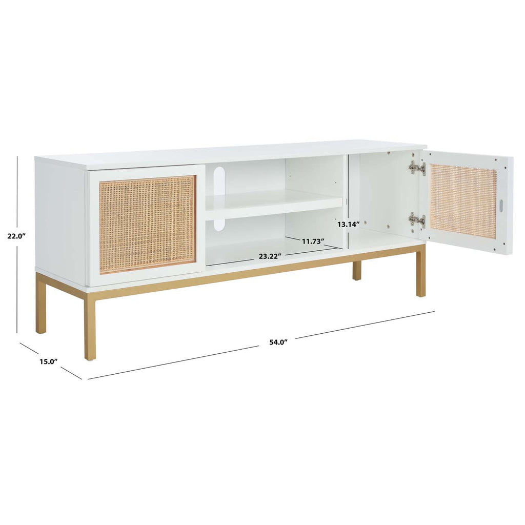 Safavieh Zadie 2 Shelf Rattan Med Stand - White / Natural