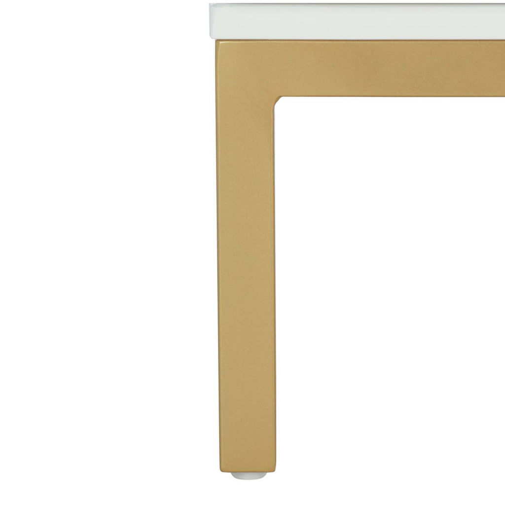 Safavieh Zadie 2 Shelf Rattan Med Stand - White / Natural