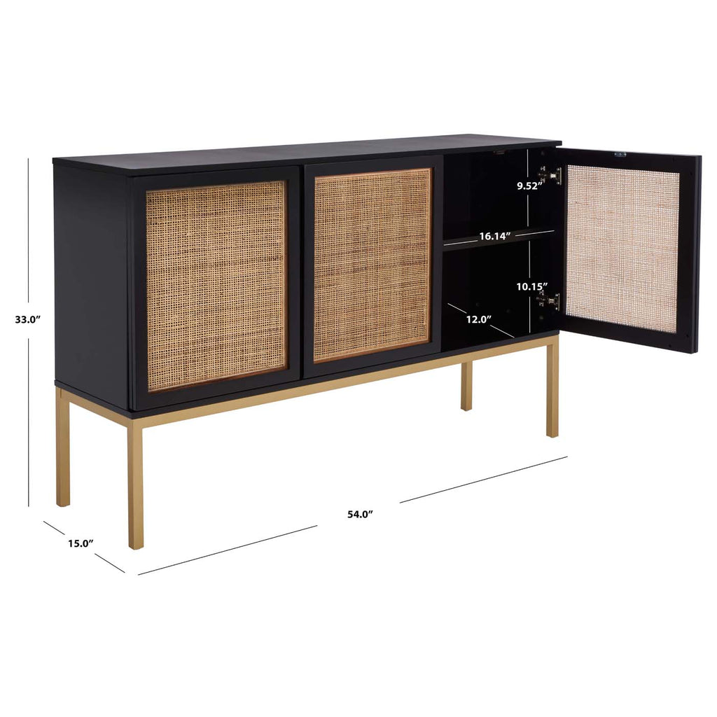 Safavieh Zadie 2 Shelf Rattan Sideboard - Black / Natural