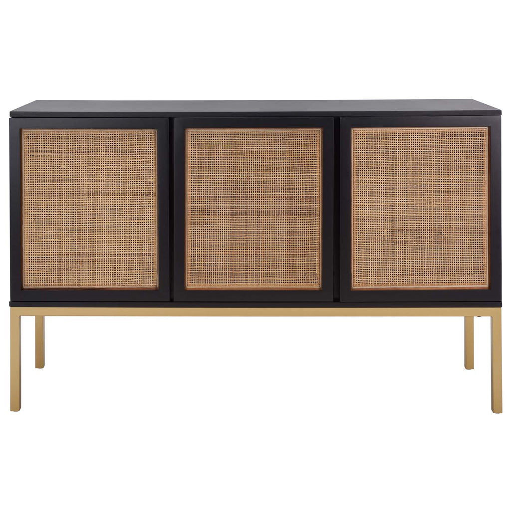 Safavieh Zadie 2 Shelf Rattan Sideboard - Black / Natural