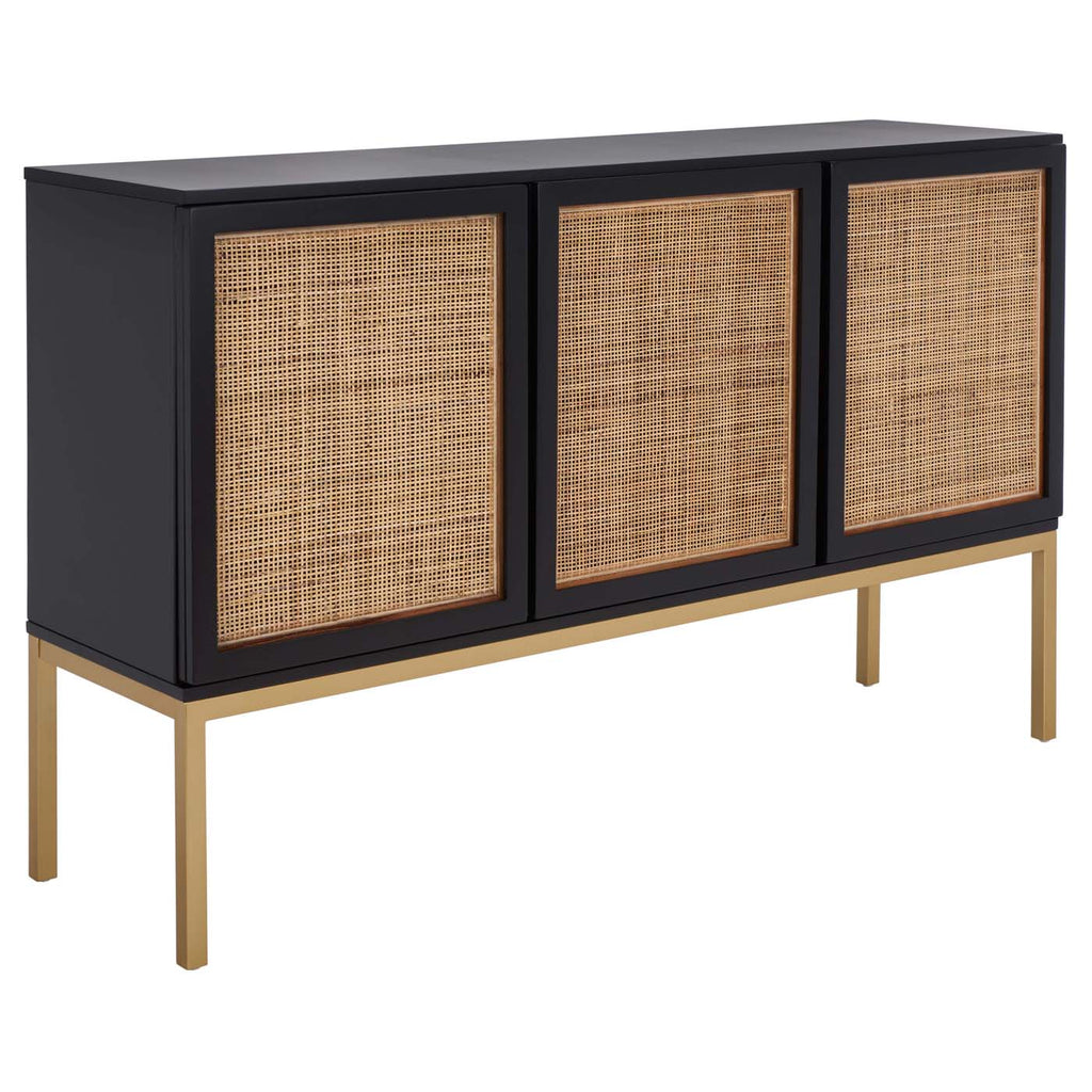 Safavieh Zadie 2 Shelf Rattan Sideboard - Black / Natural