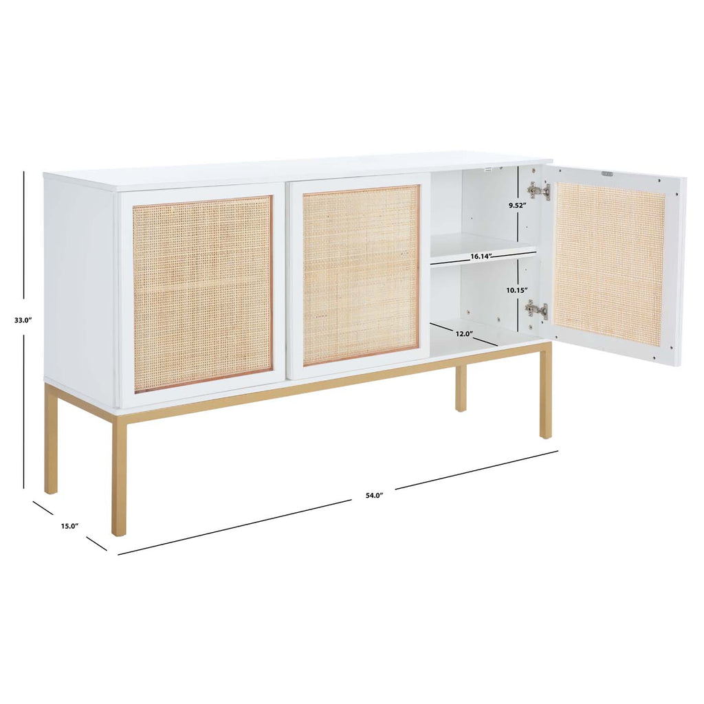 Safavieh Zadie 2 Shelf Rattan Sideboard - White / Natural