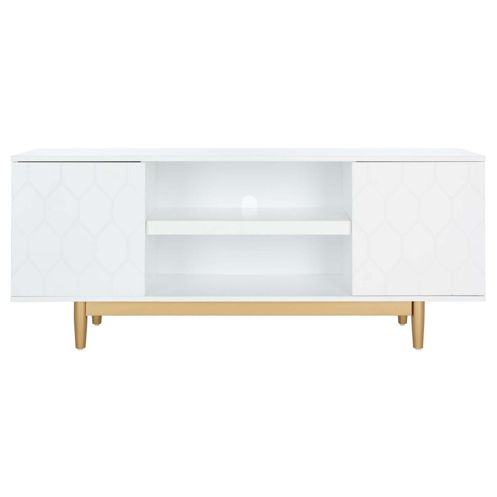 Safavieh Kit 2 Shelf Pattern Media Stand - White / Gold