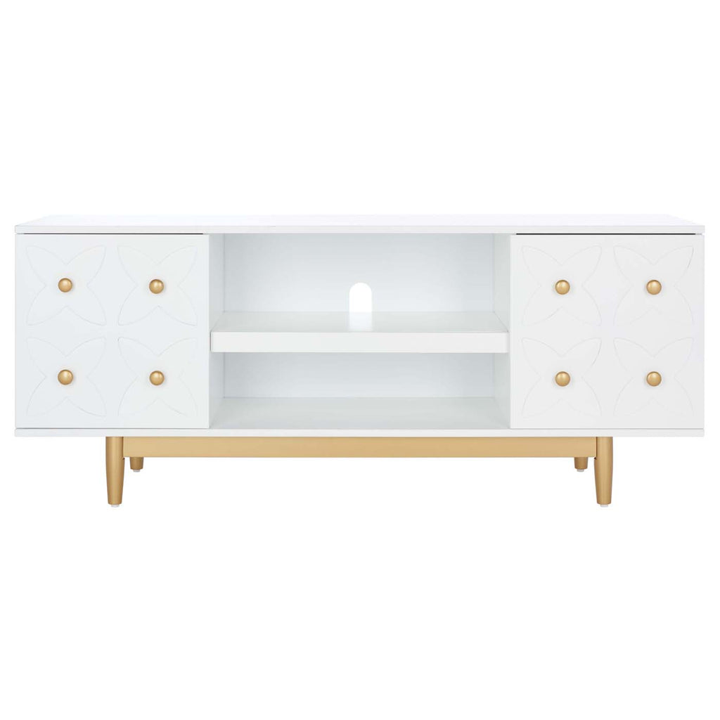 Safavieh Ottoline 2 Shelf Pattern Media Stand - White / Gold