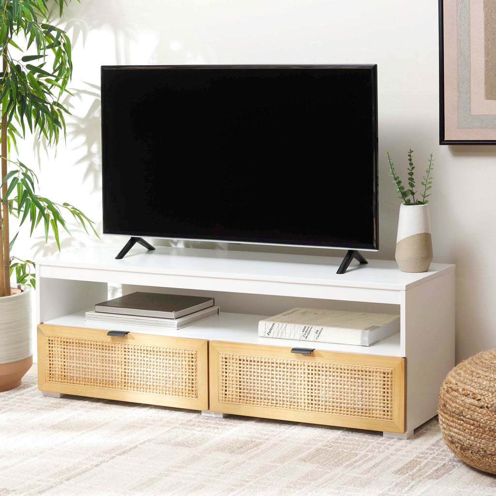 Safavieh Theon 2 Drawer Media Stand - White / Natural