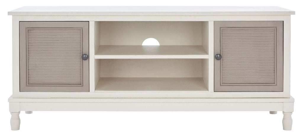 Safavieh Ryder 2 Door 1 Shelf Media Stand - Distrssed White / Greige