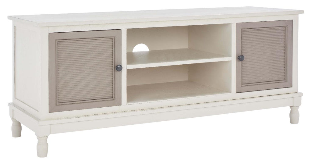 Safavieh Ryder 2 Door 1 Shelf Media Stand - Distrssed White / Greige