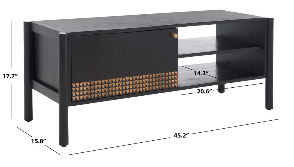 Safavieh Errington 2 Shelf Media Stand - Black / Gold Accents