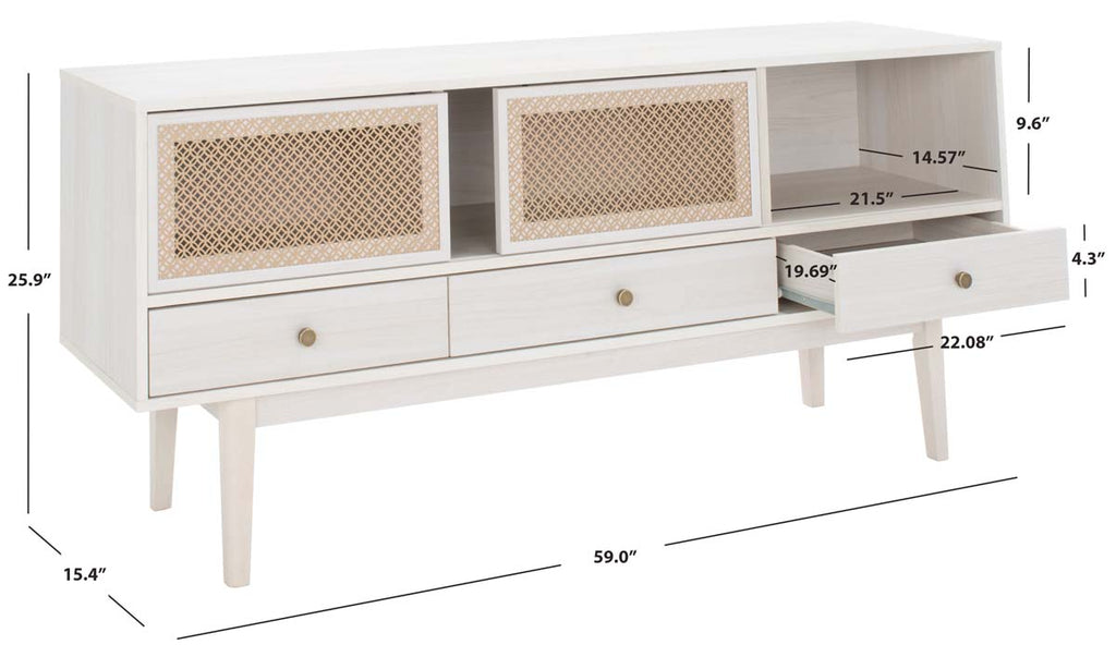 Safavieh Ceu 3 Drawer 1 Shelf Media Stand  - White