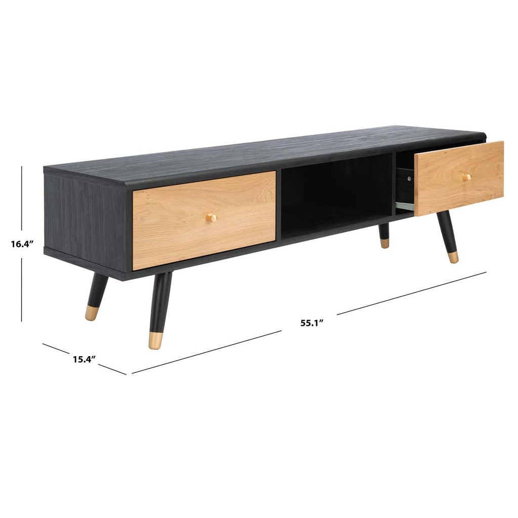 Safavieh Beatrix 1 Drawer Media Stand - Black/Oak/Gold