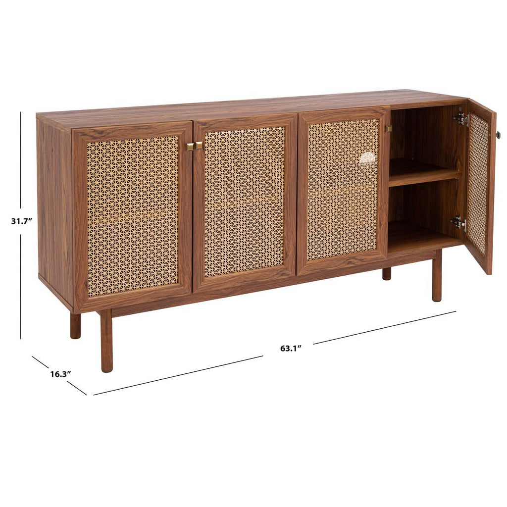 Safavieh Piran 4 Door 2 Shelf Media Stand - Walnut/Gold (Mesh)