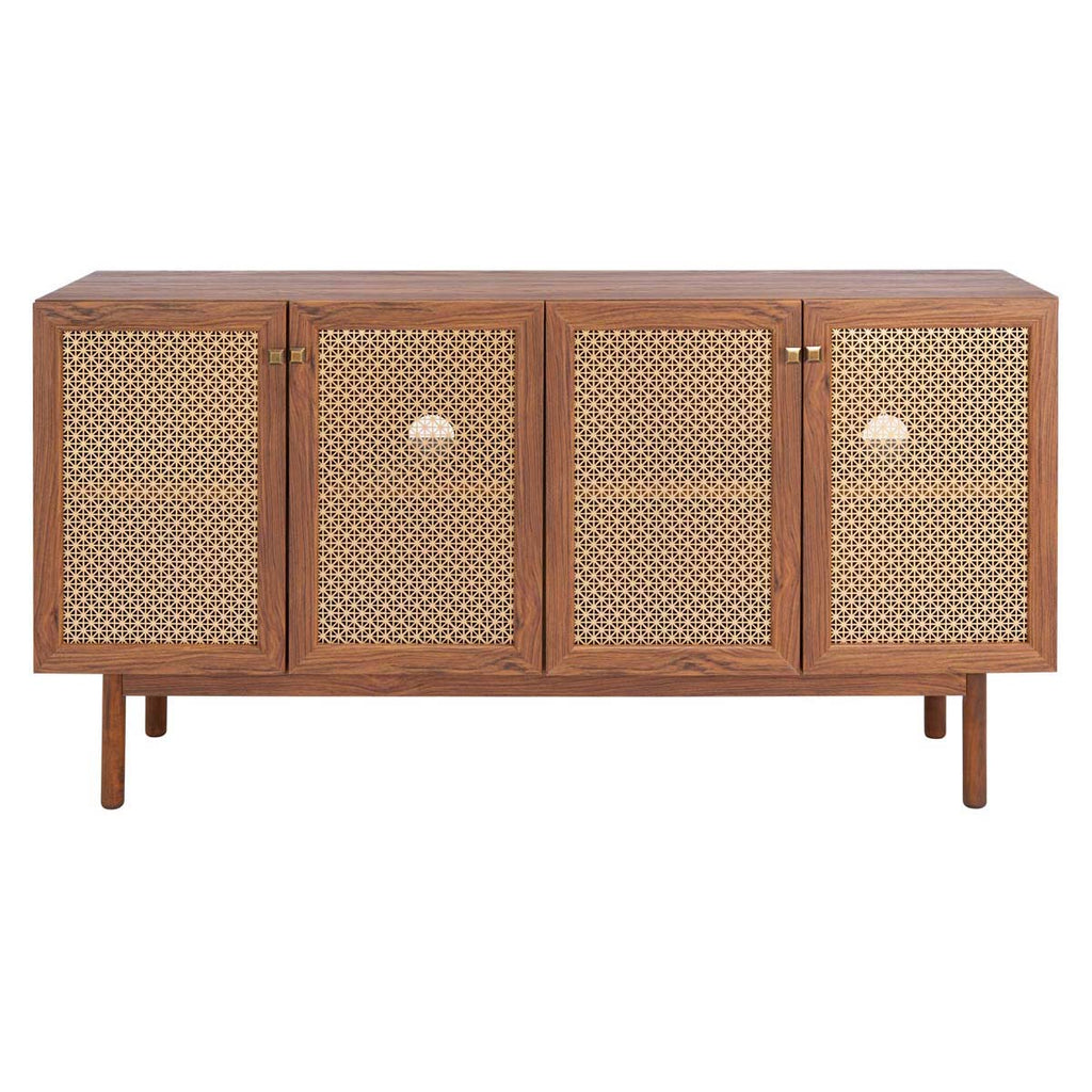 Safavieh Piran 4 Door 2 Shelf Media Stand - Walnut/Gold (Mesh)