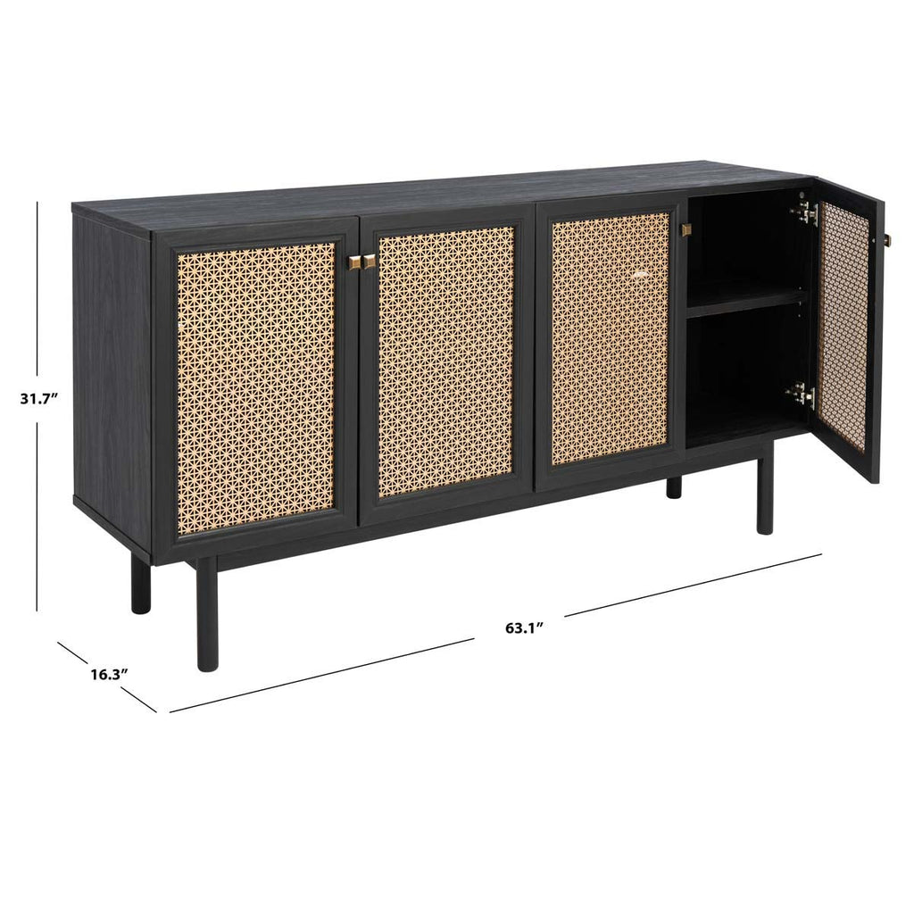 Safavieh Piran 4 Door 2 Shelf Media Stand - Black/Gold (Mesh)