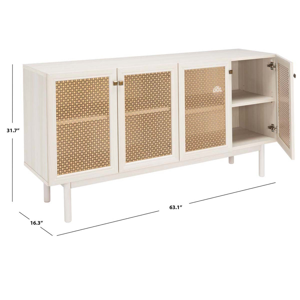 Safavieh Piran 4 Door 2 Shelf Media Stand - White/Gold (Mesh)