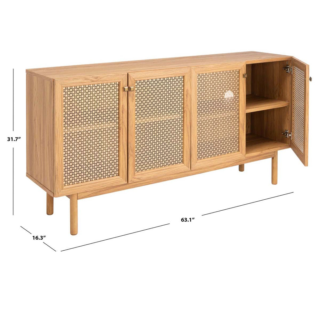 Safavieh Piran 4 Door 2 Shelf Media Stand - Oak/Gold (Mesh)