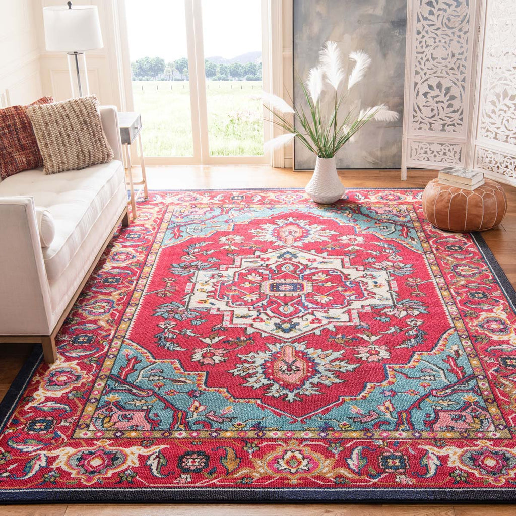 Safavieh Monaco Rug Collection MNC207C - Red / Turquoise