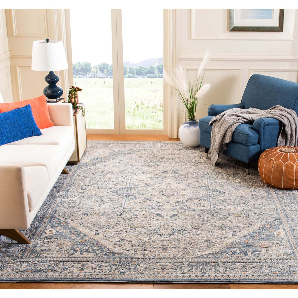 Martha Stewart Rug Collection: MSR689M - Cream / Blue