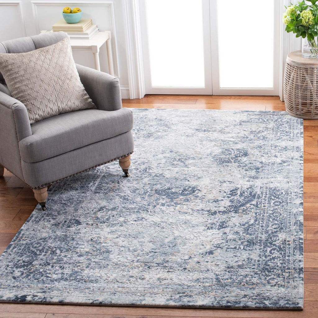 Martha Stewart Rug Collection MSR692M - Cream / Blue