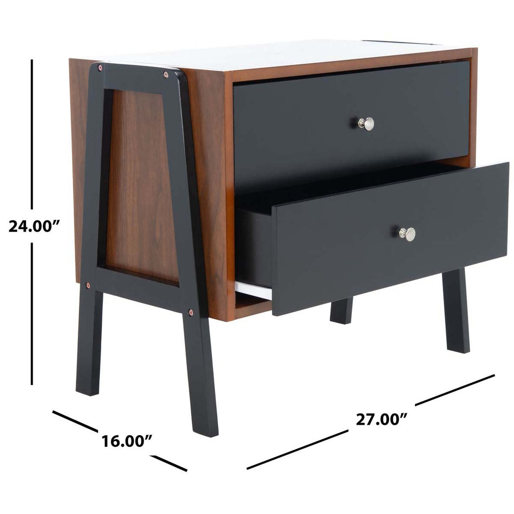 Safavieh Winchester Night Stand  - Walnut / Black