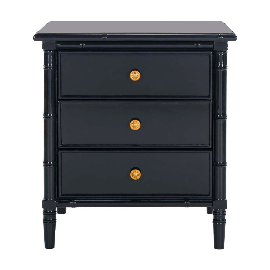 Safavieh Mina Modern Coastal 3 Drawer 25 H Bamboo Nightstand - Navy